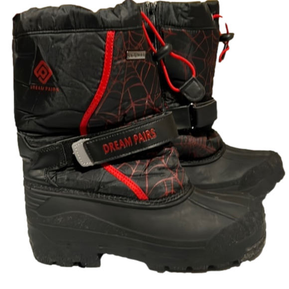 Dream Pairs Kids Kamick Insulated Winter Snow Boots Black Red Sz 4 - Picture 1 of 9
